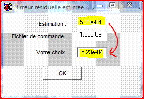 fenêtre erreur estimée